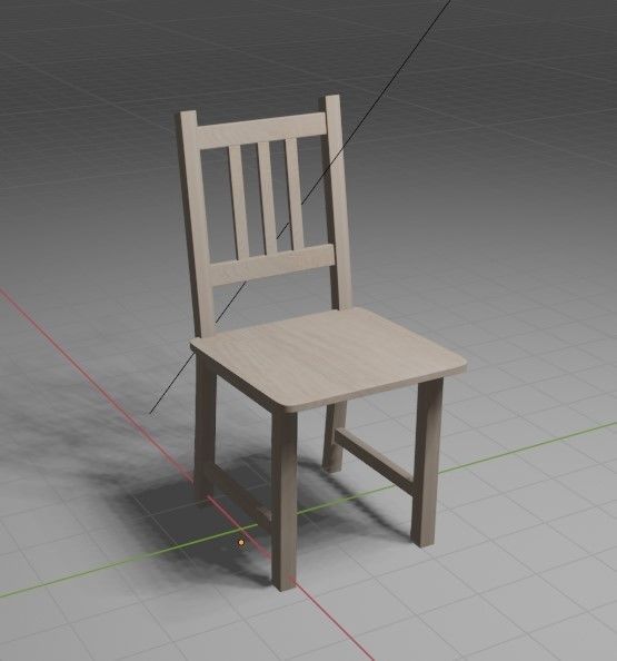 Wooden chair Low-poly 3D model_5