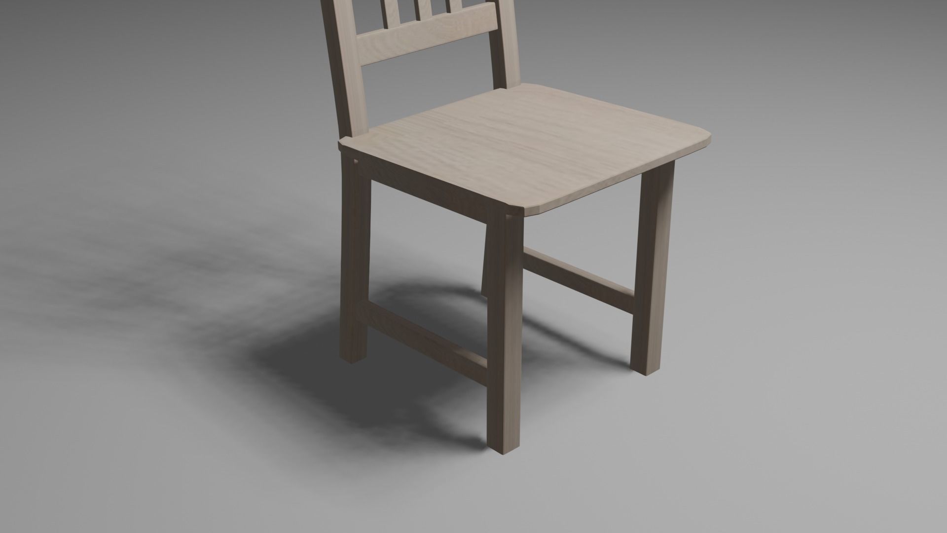 Wooden chair Low-poly 3D model_3