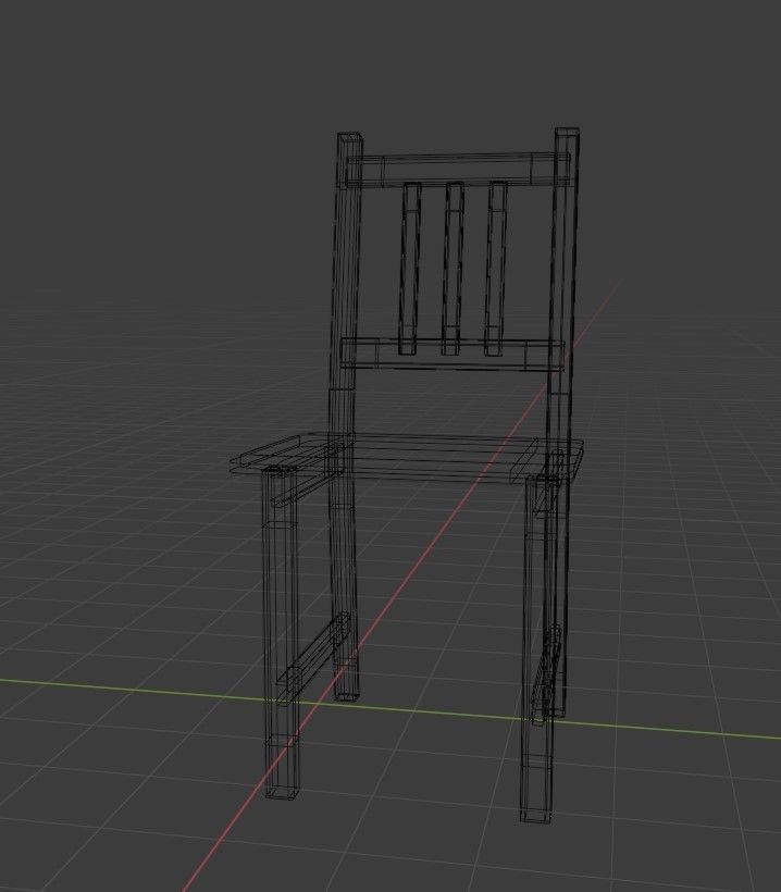 Wooden chair Low-poly 3D model_17