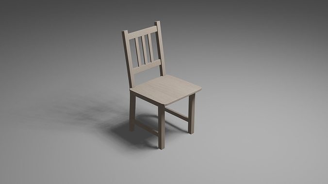 Wooden chair Low-poly 3D model