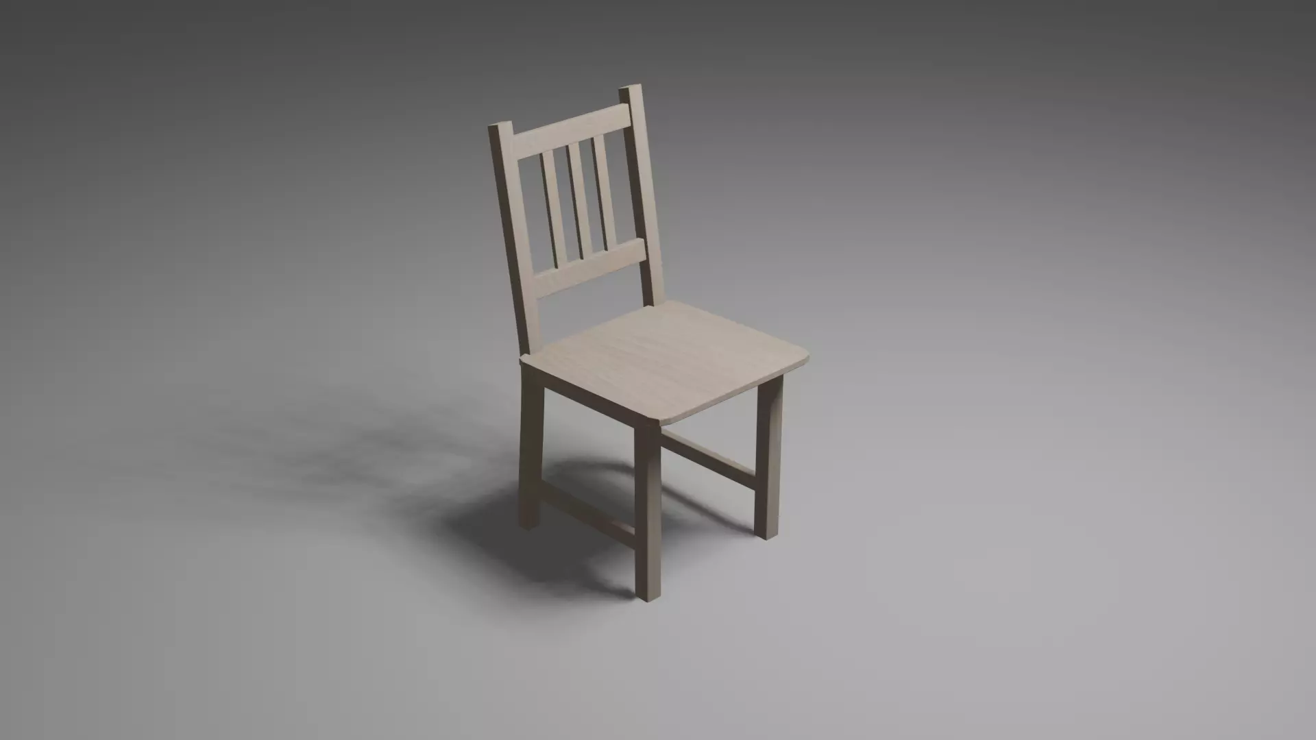 Wooden chair Low-poly 3D model_0