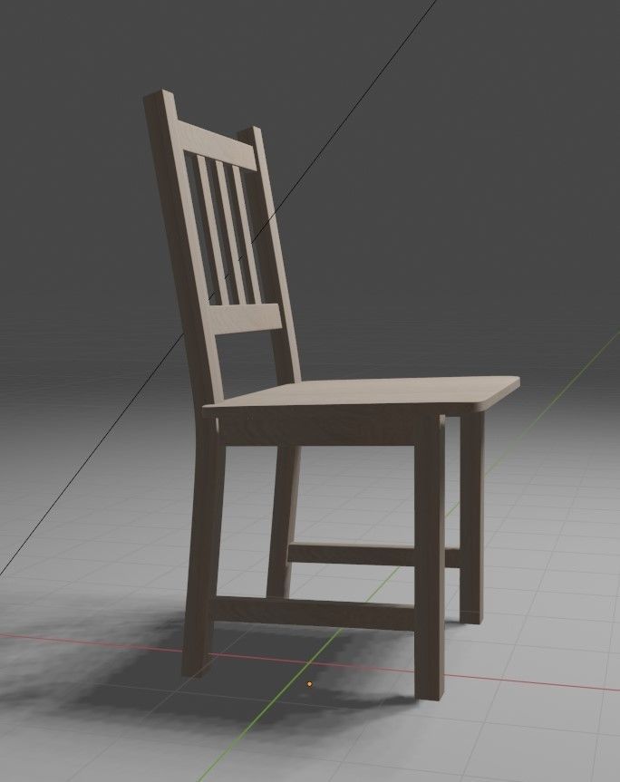 Wooden chair Low-poly 3D model_7