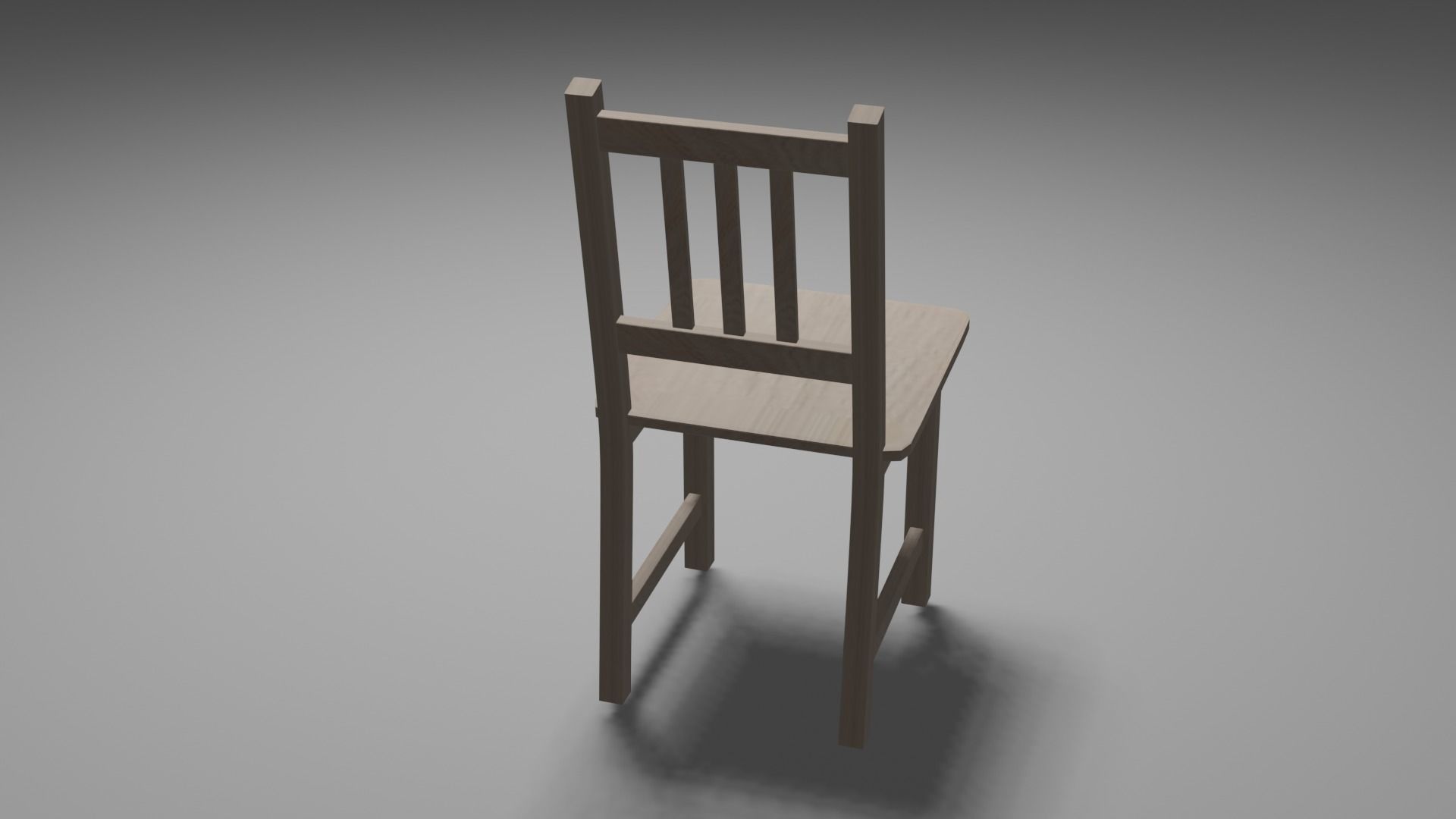Wooden chair Low-poly 3D model_2