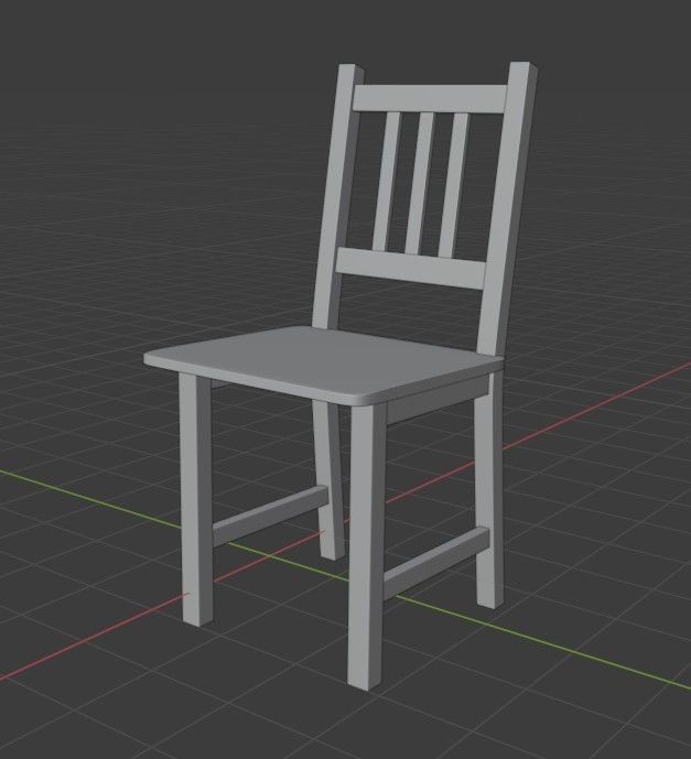 Wooden chair Low-poly 3D model_12