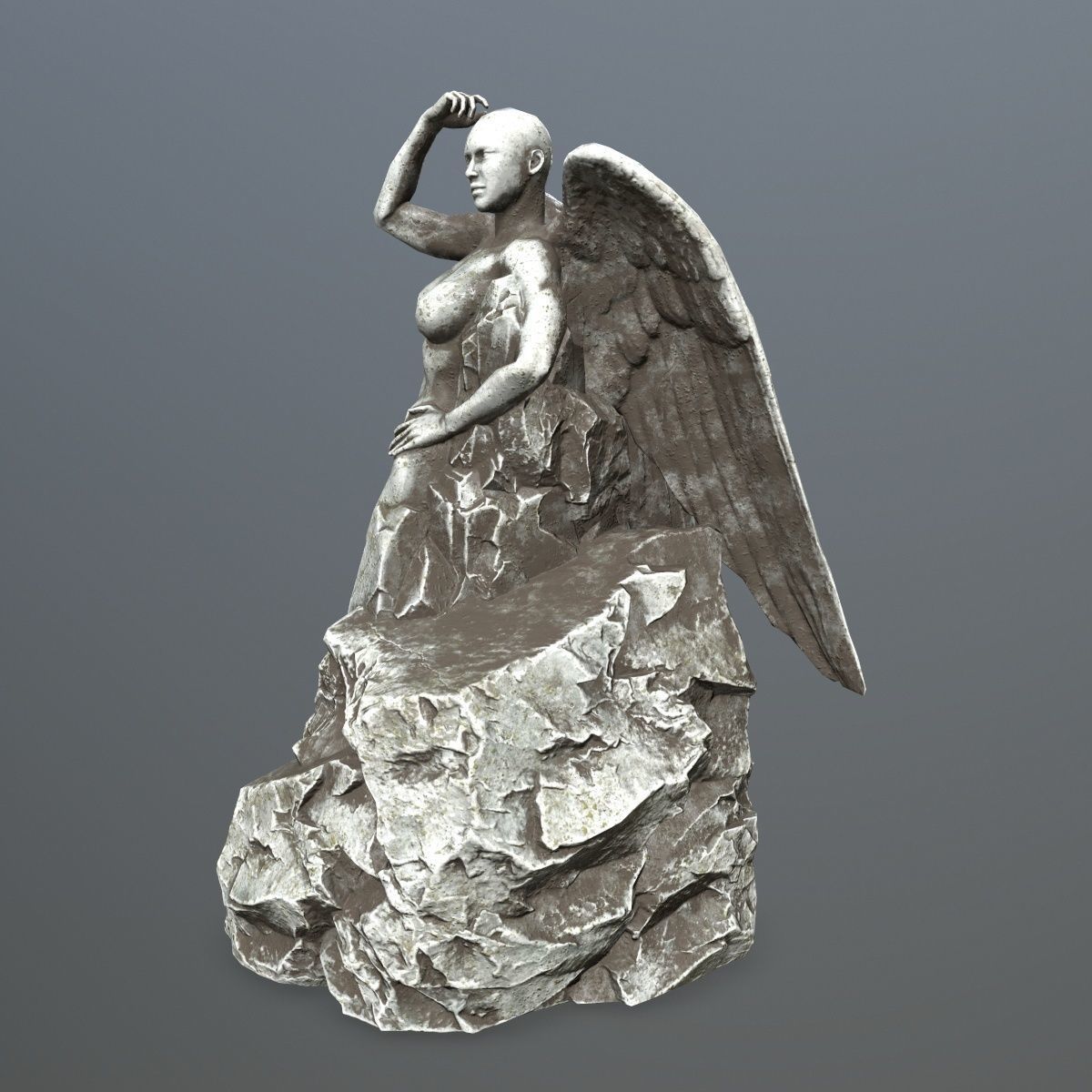 woman statue 2 Low-poly 3D model_7