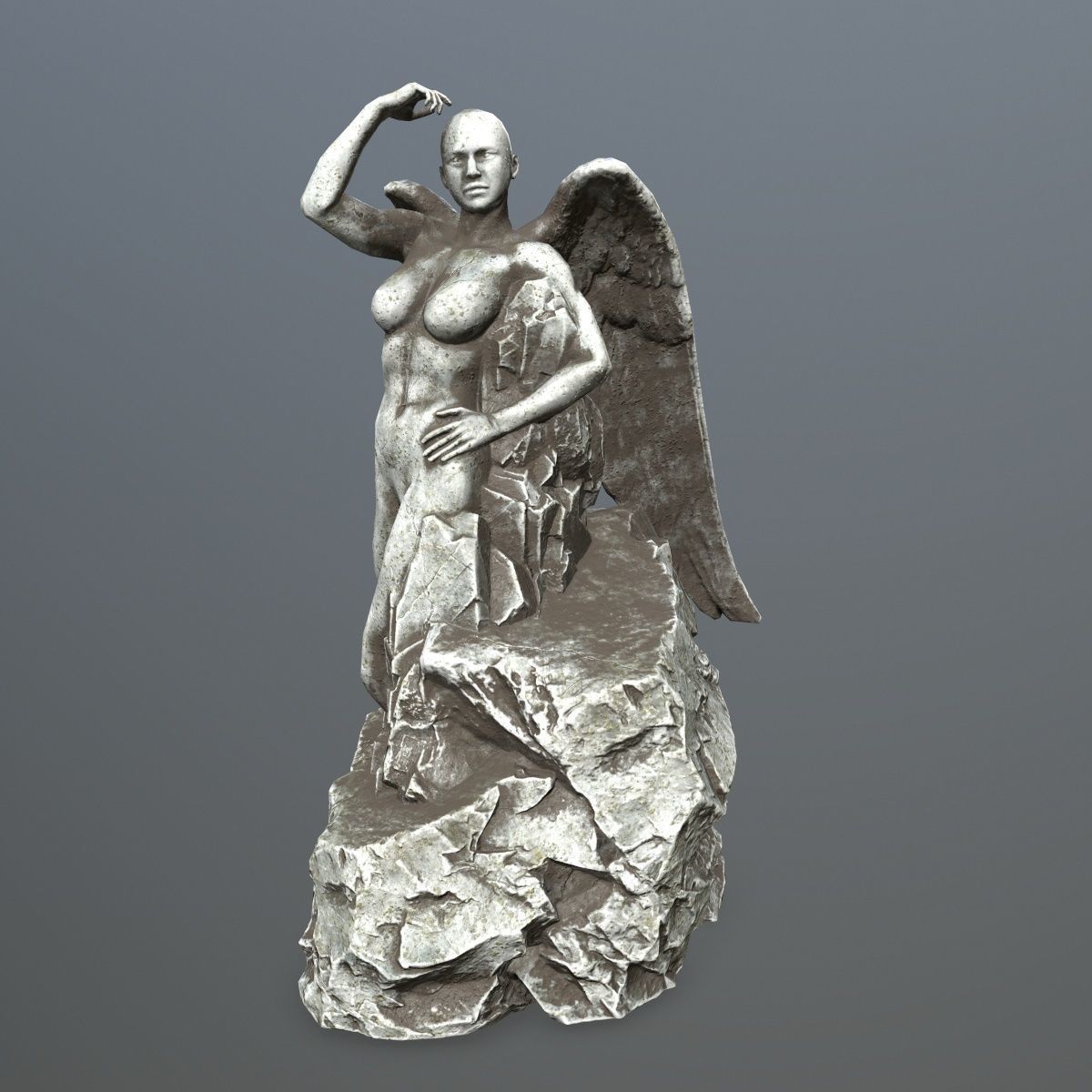 woman statue 2 Low-poly 3D model_1