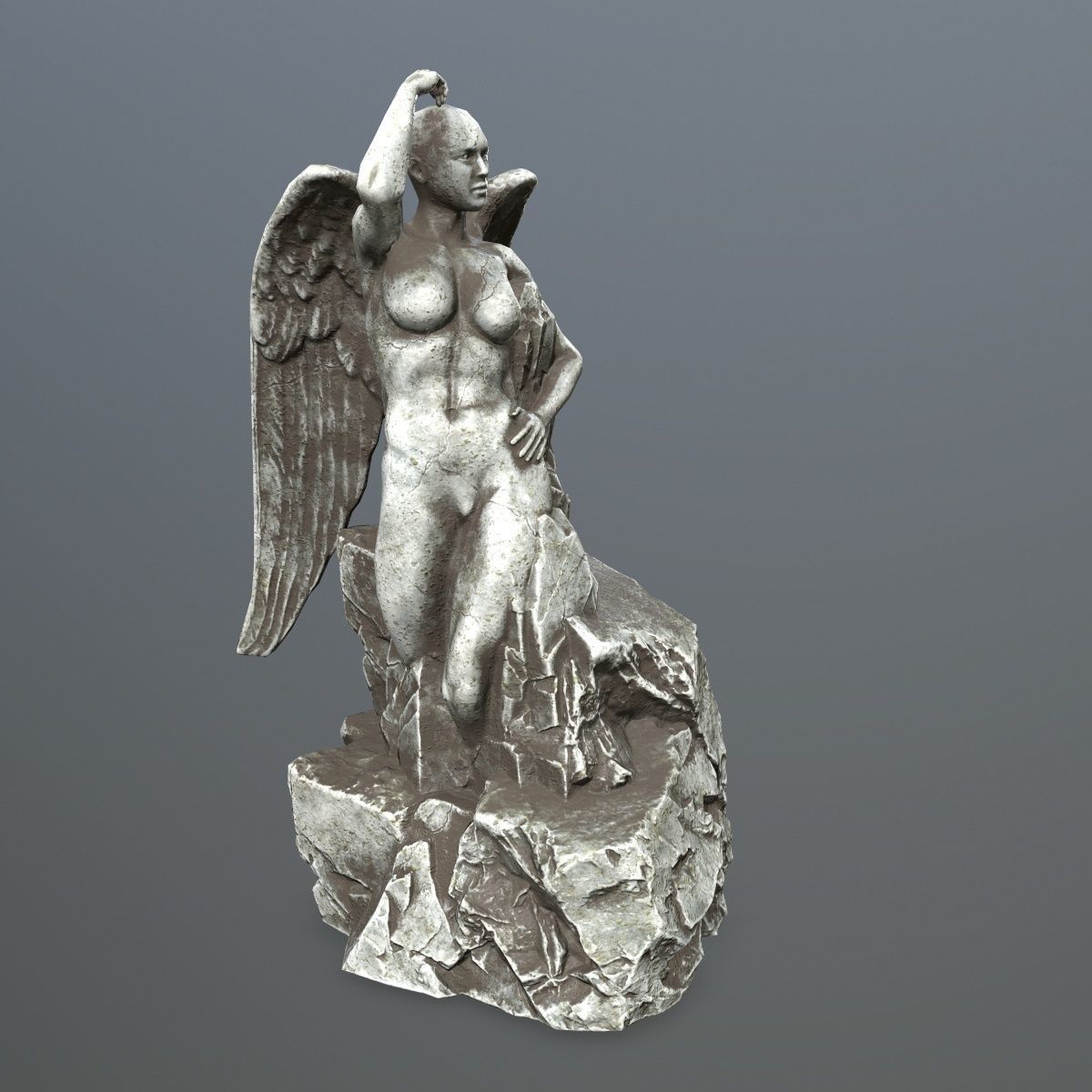 woman statue 2 Low-poly 3D model_2