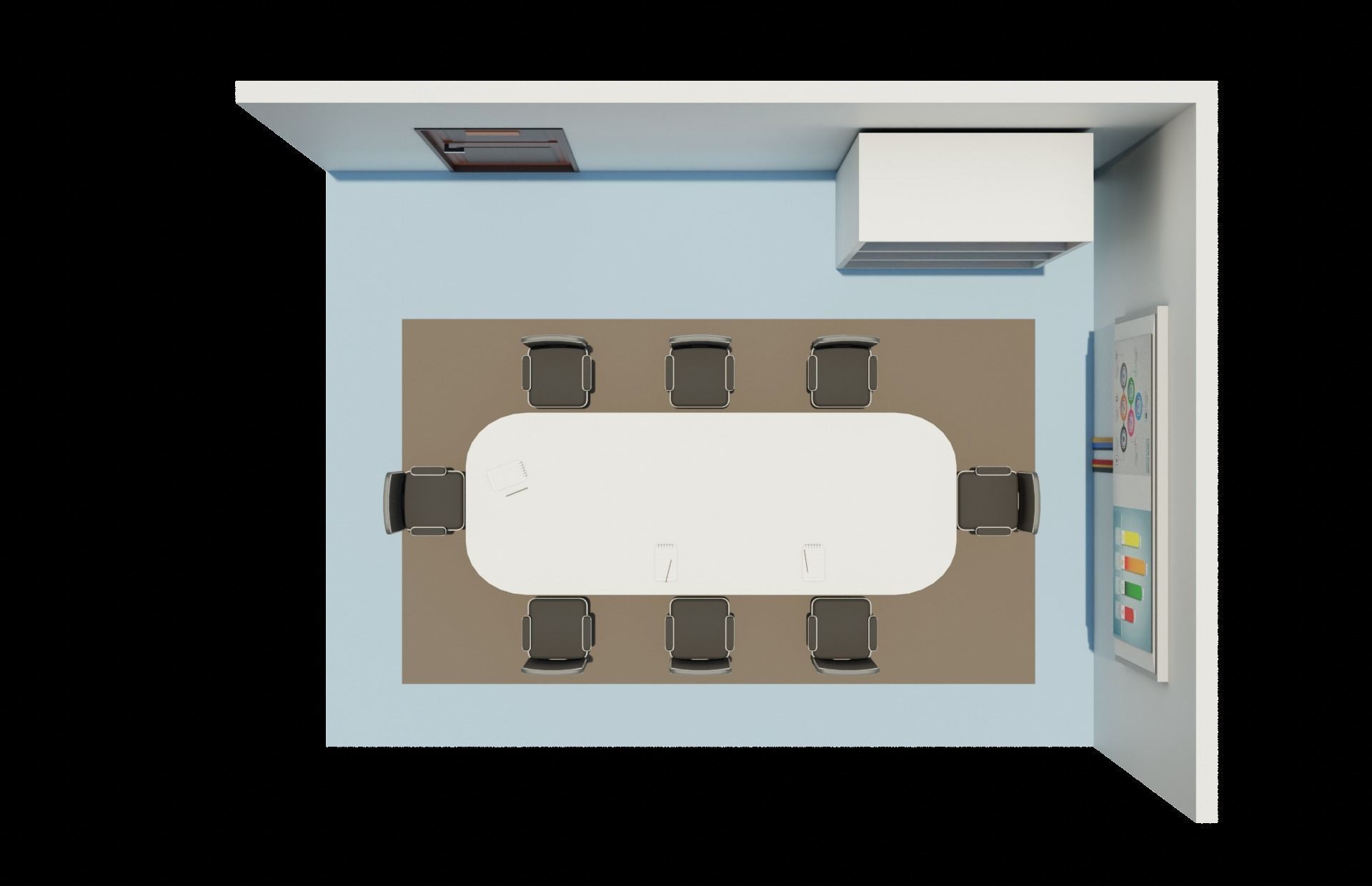 Office conference room Low-poly 3D model_3