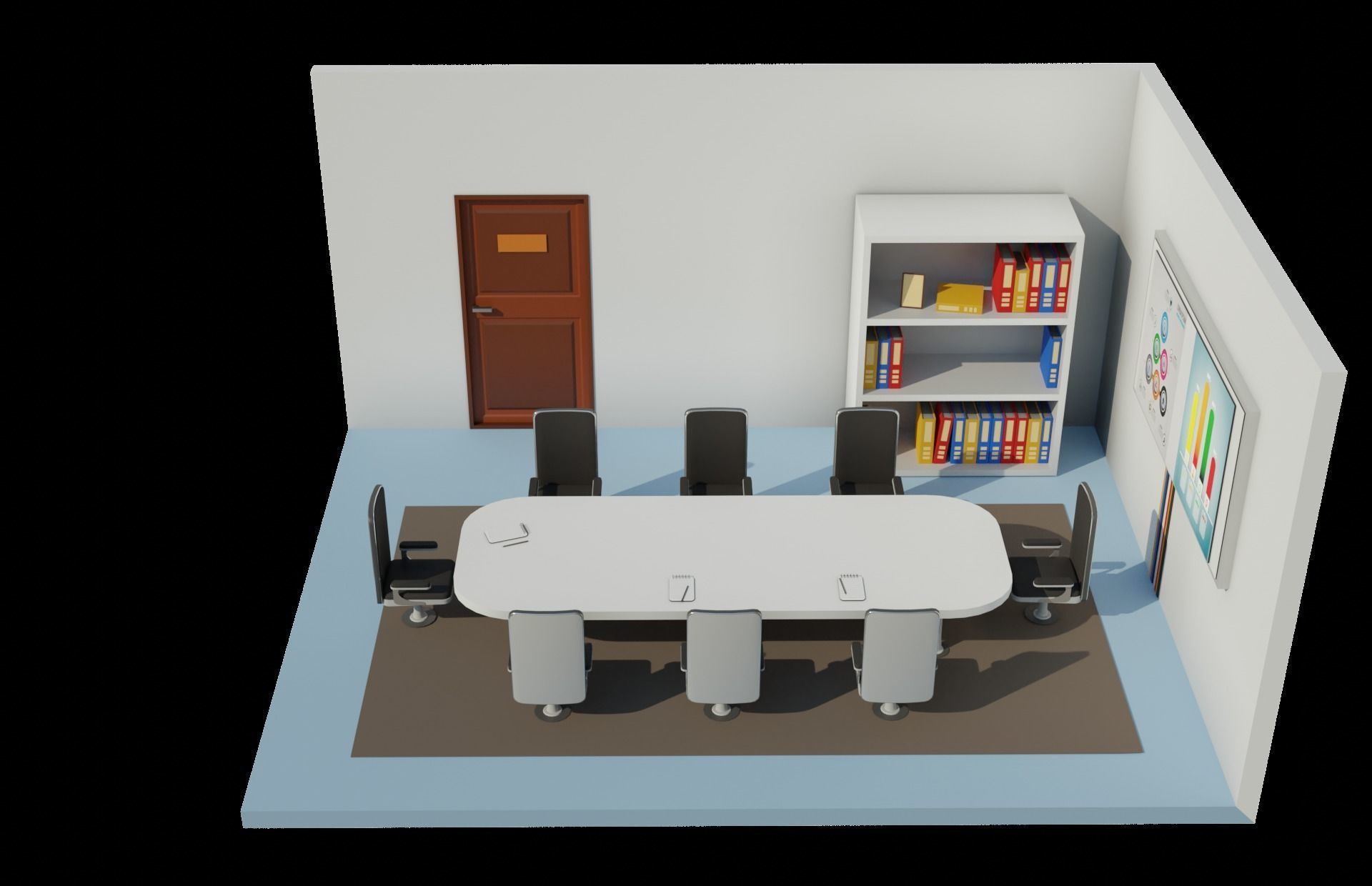 Office conference room Low-poly 3D model_2