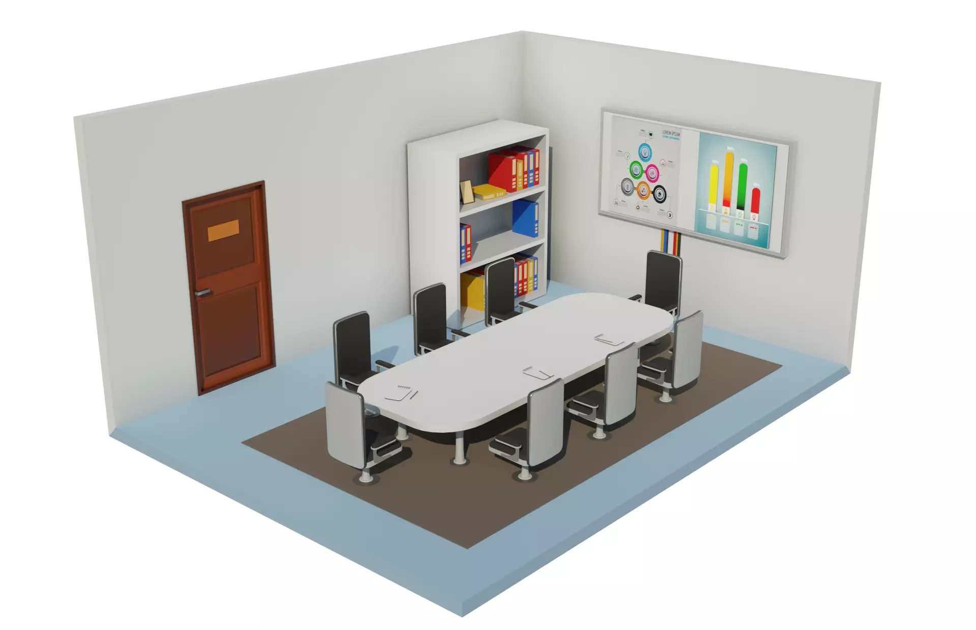 Office conference room Low-poly 3D model_0