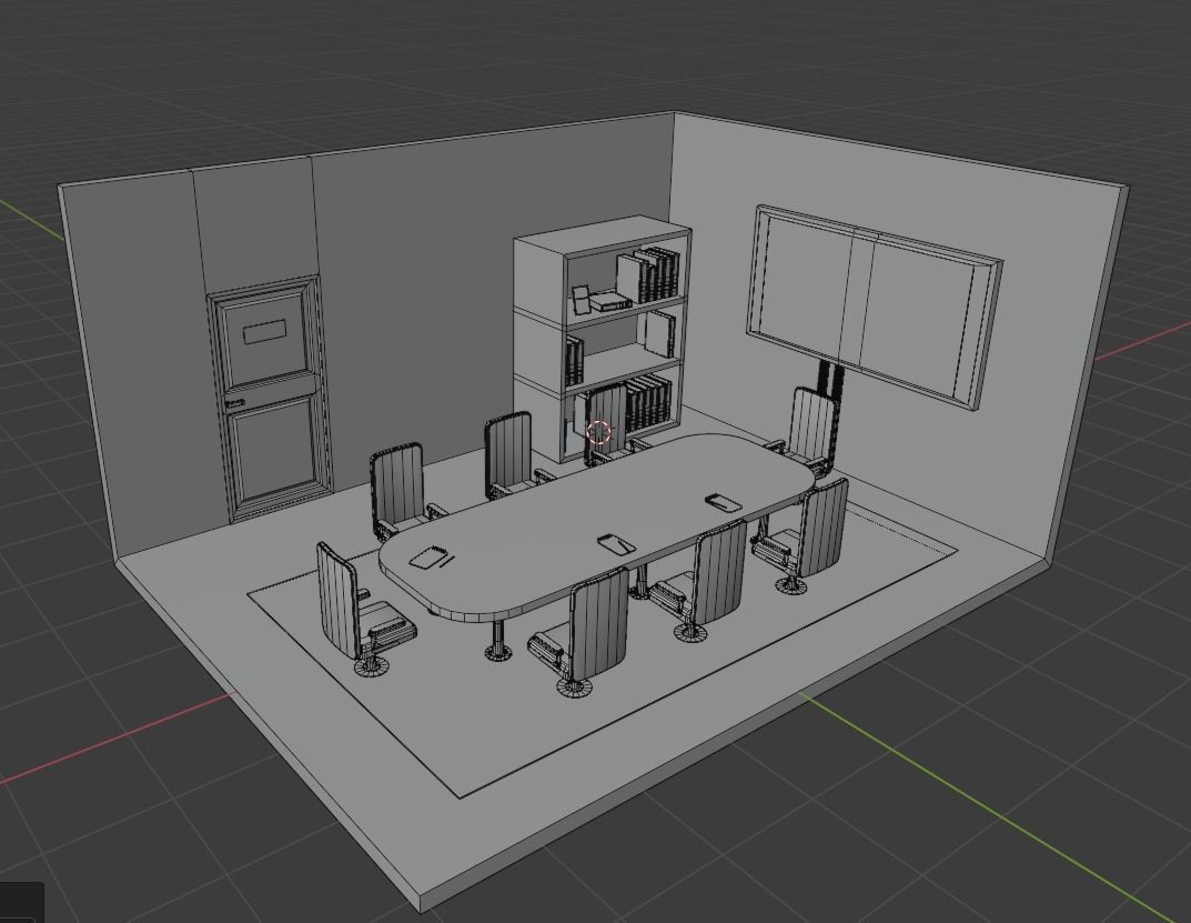 Office conference room Low-poly 3D model_6