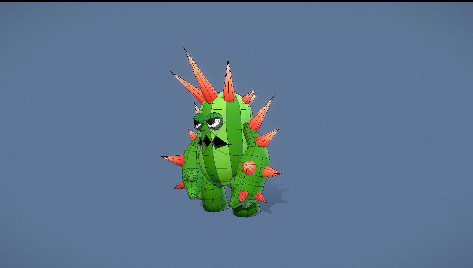 Cartoon Character - Creature Cactus Warrior Lvl3 Low-poly 3D model_5