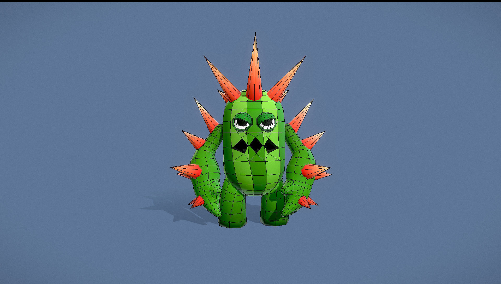 Cartoon Character - Creature Cactus Warrior Lvl3 Low-poly 3D model_2