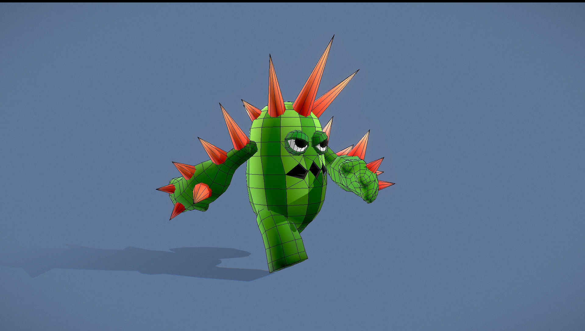 Cartoon Character - Creature Cactus Warrior Lvl3 Low-poly 3D model_9