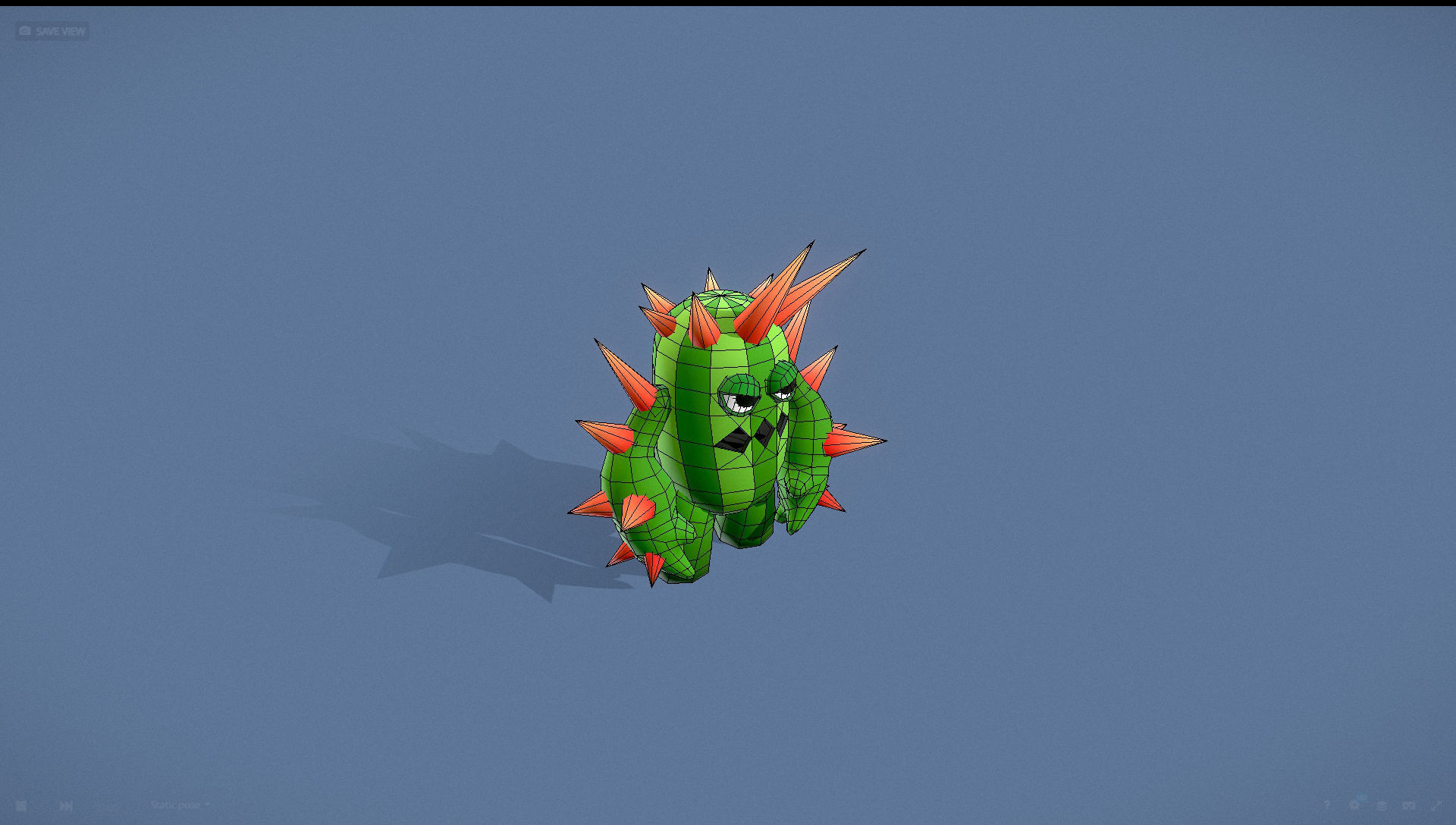 Cartoon Character - Creature Cactus Warrior Lvl3 Low-poly 3D model_14