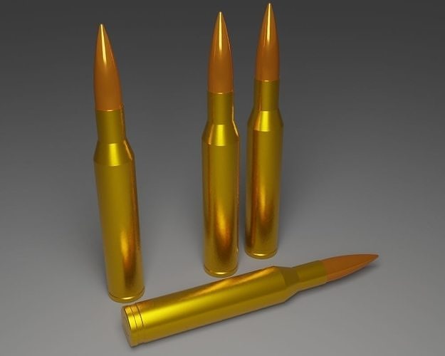 Bullet 3D Model three golden bullets Free 3D model