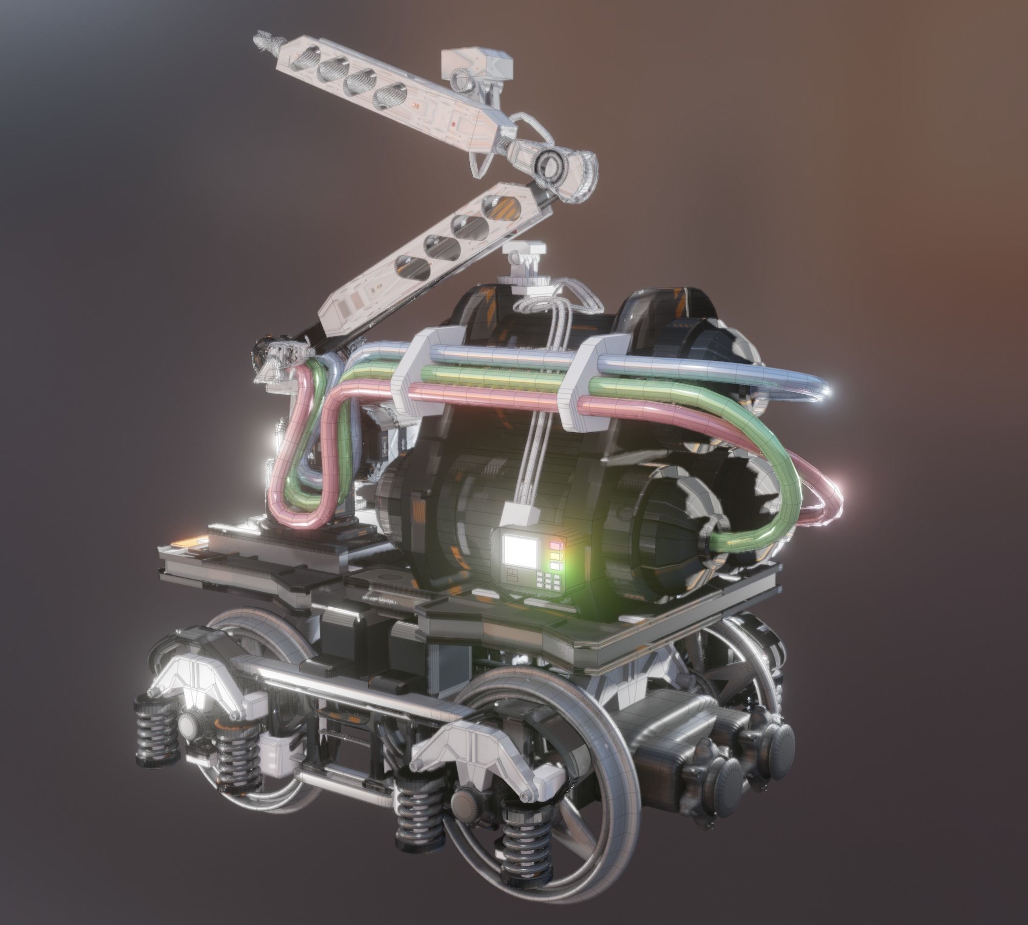 Rail Line Spray Painter Robot Design 3D model_2