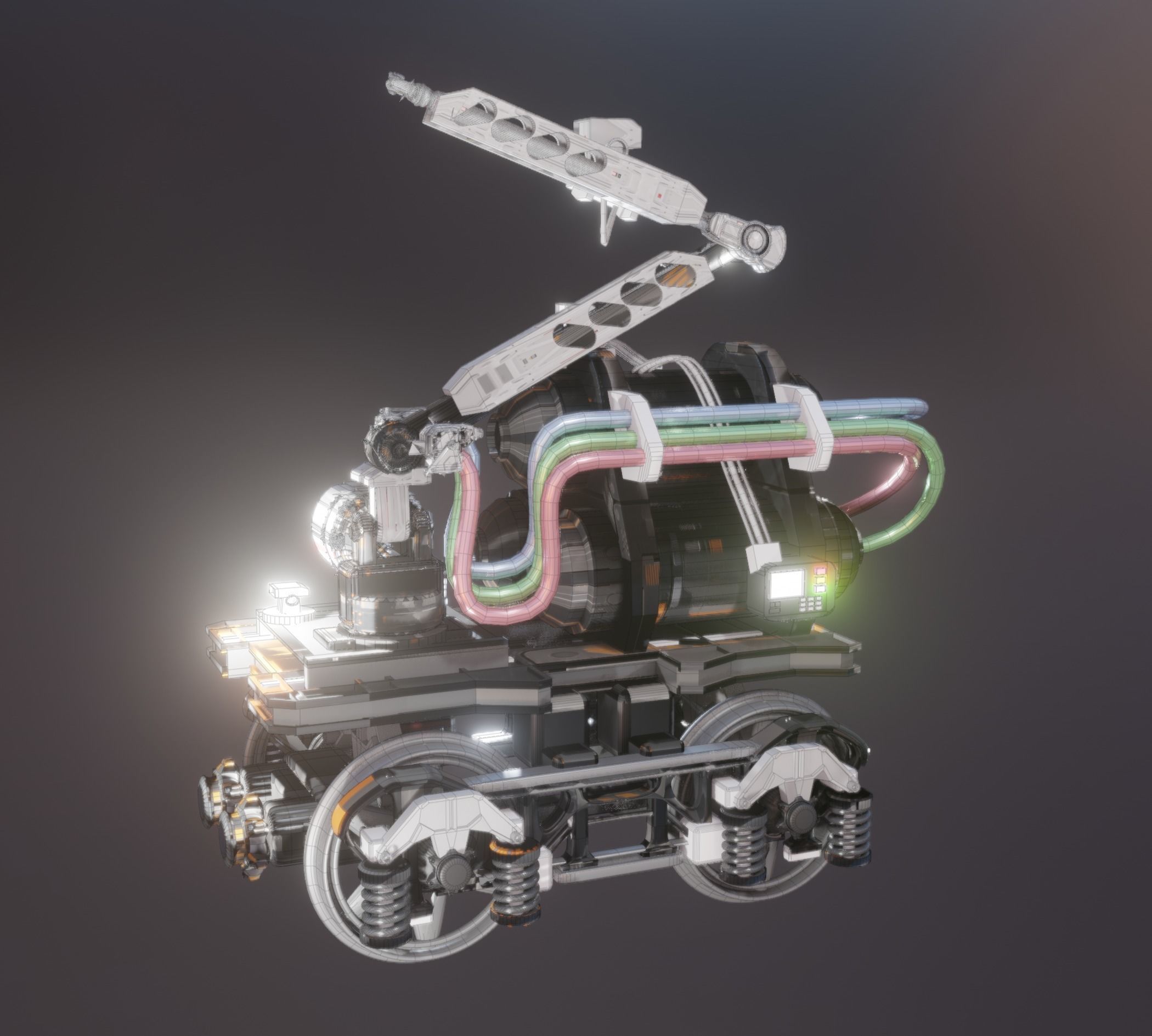 Rail Line Spray Painter Robot Design 3D model_1