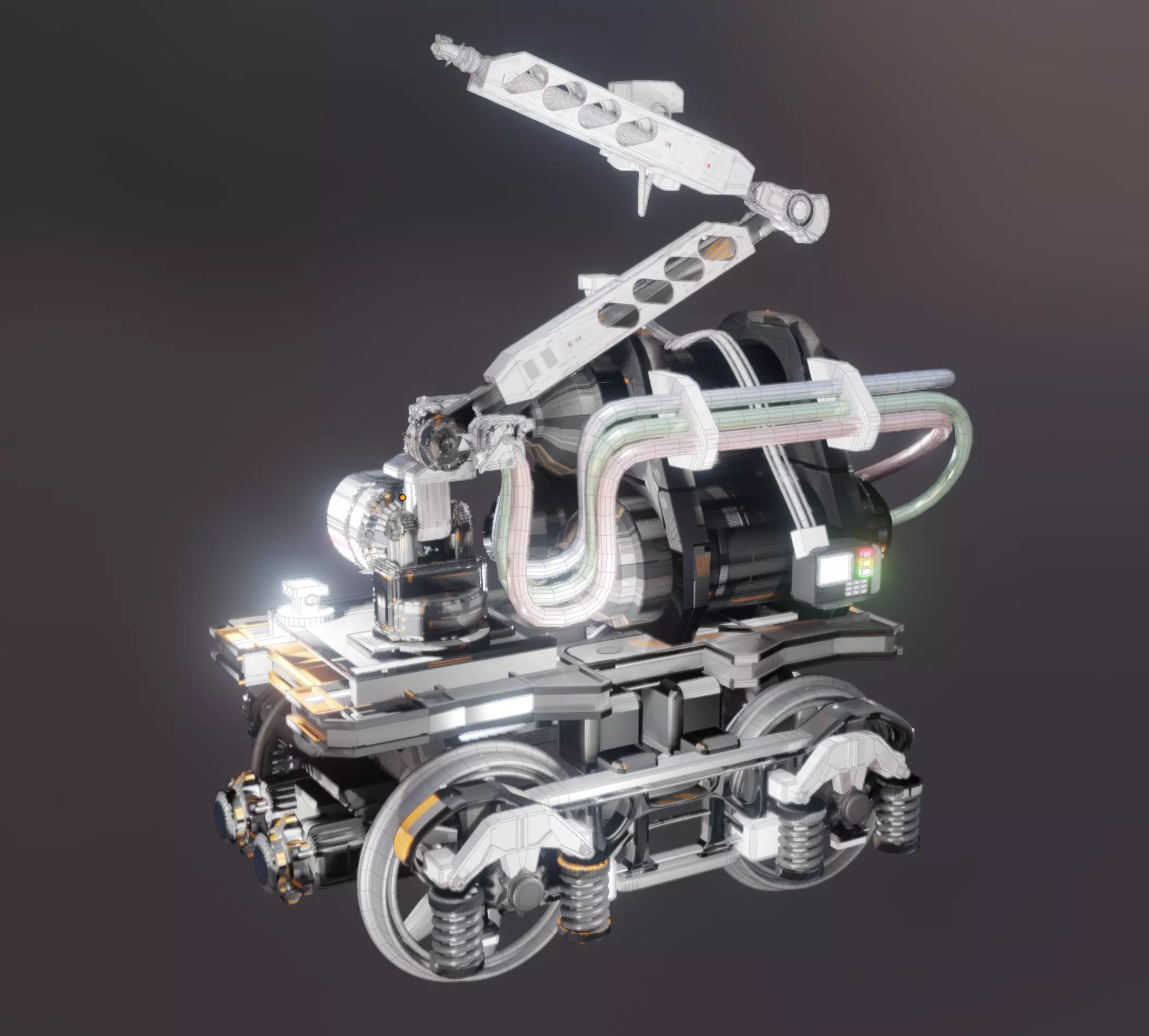 Rail Line Spray Painter Robot Design 3D model_0