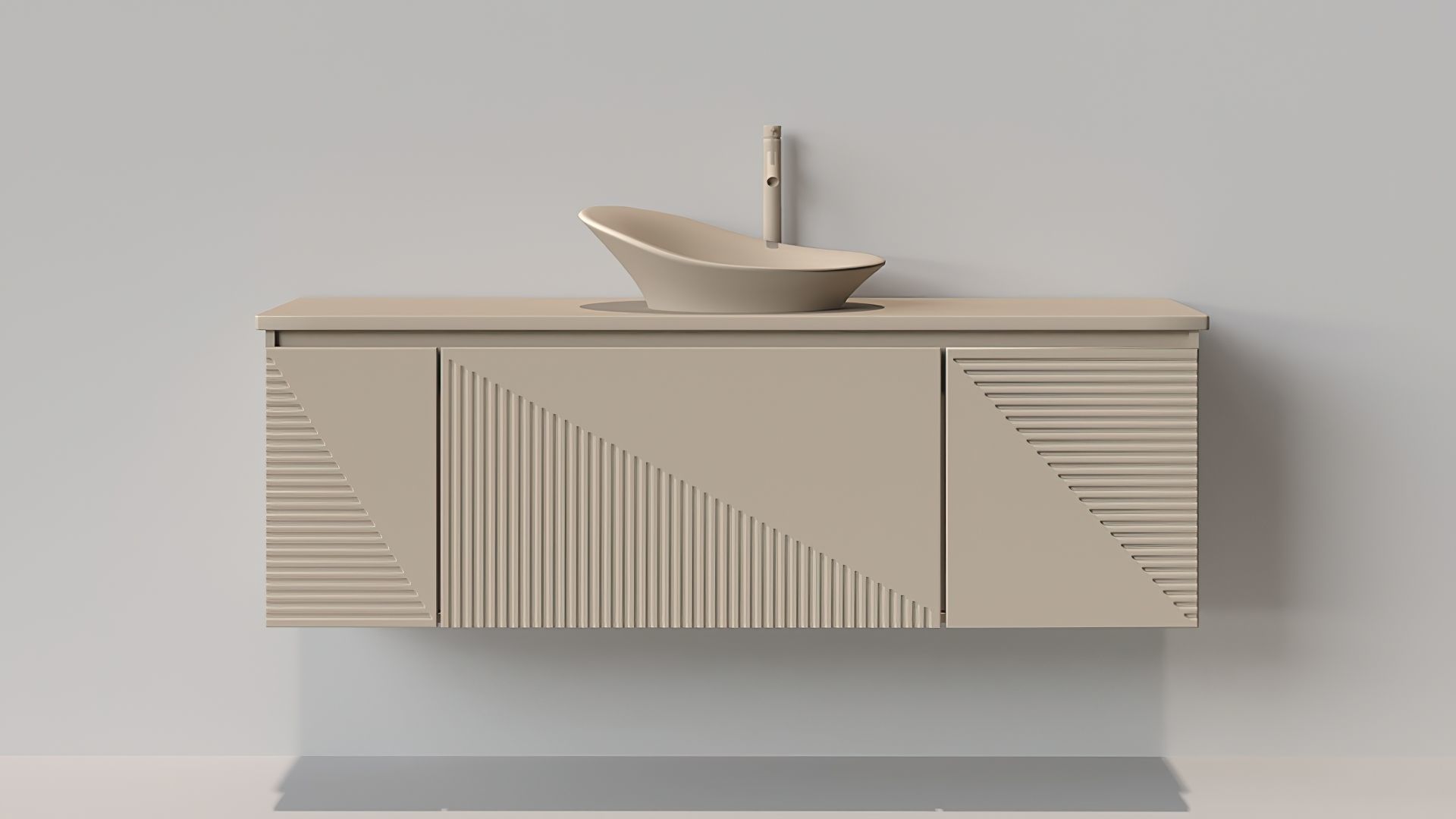 Vanity Set modern bathroom with marble top 3D model_4