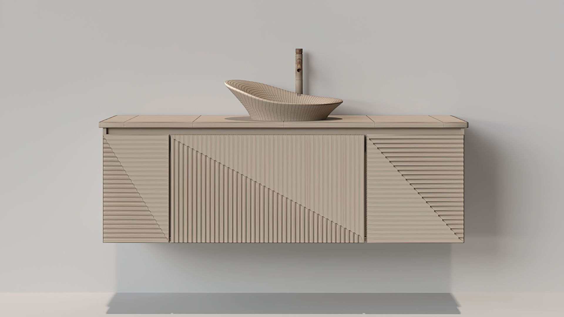 Vanity Set modern bathroom with marble top 3D model_5