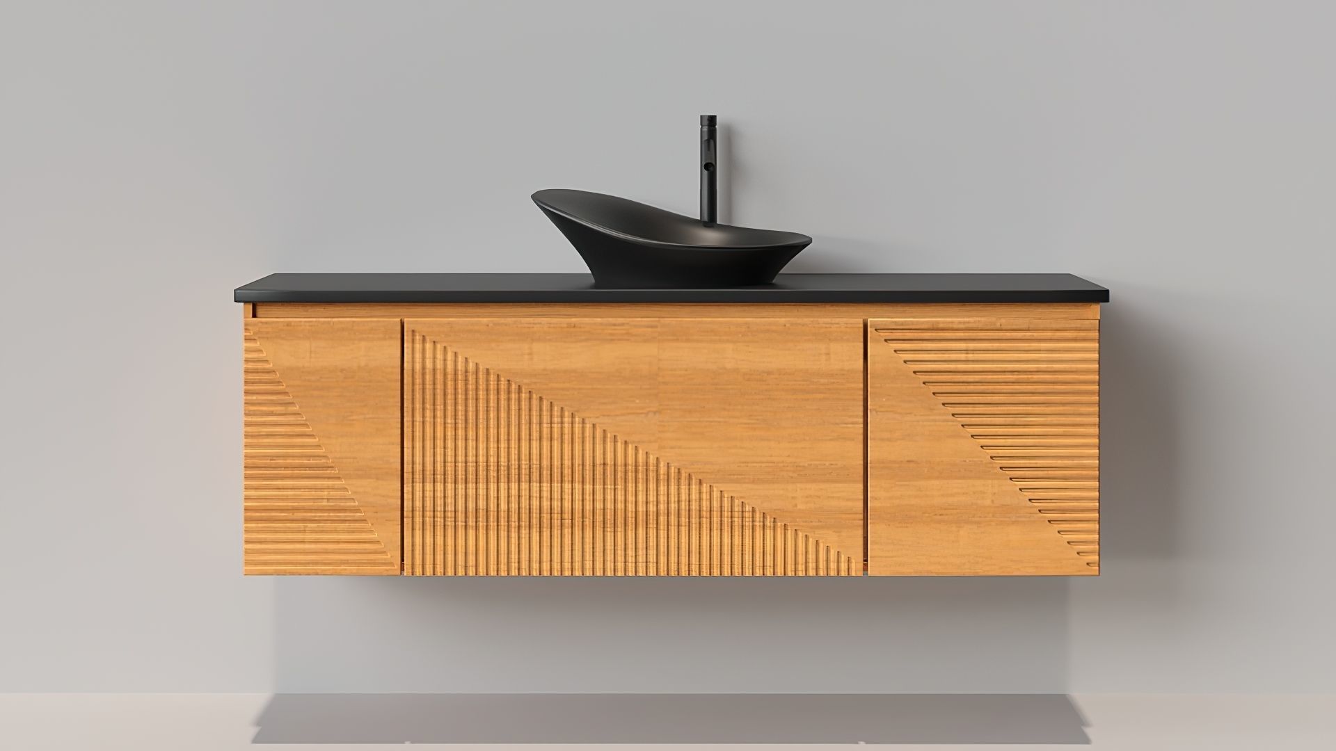 Vanity Set modern bathroom with marble top 3D model_1