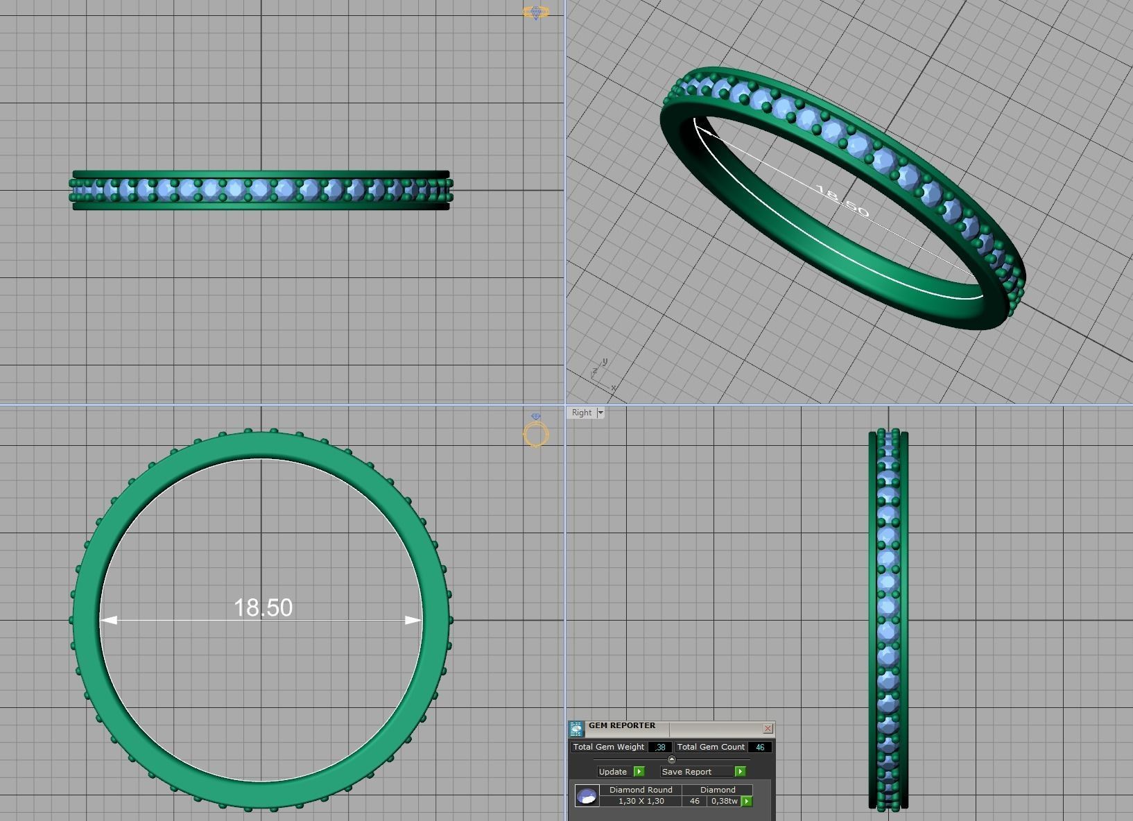 Eternity Diamond Wedding band 3d model version2 3D print model_19