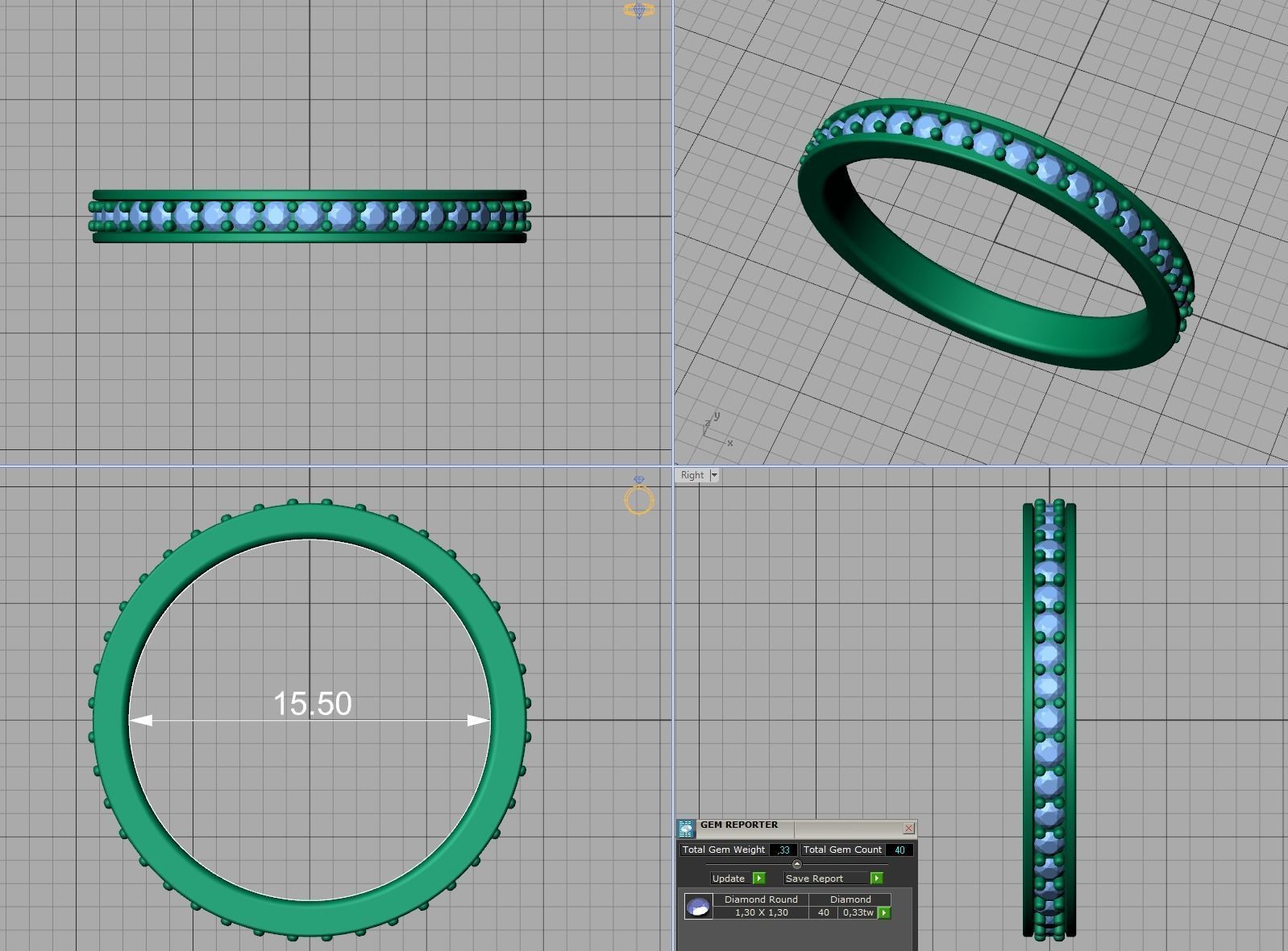 Eternity Diamond Wedding band 3d model version2 3D print model_14