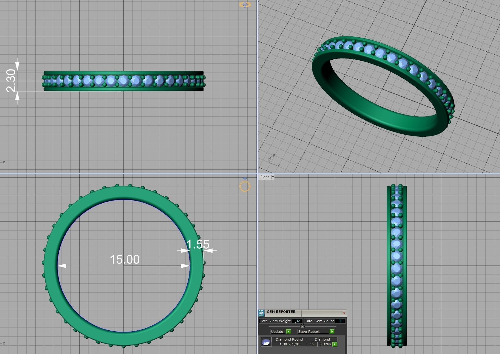 Eternity Diamond Wedding band 3d model version2 3D print model_13