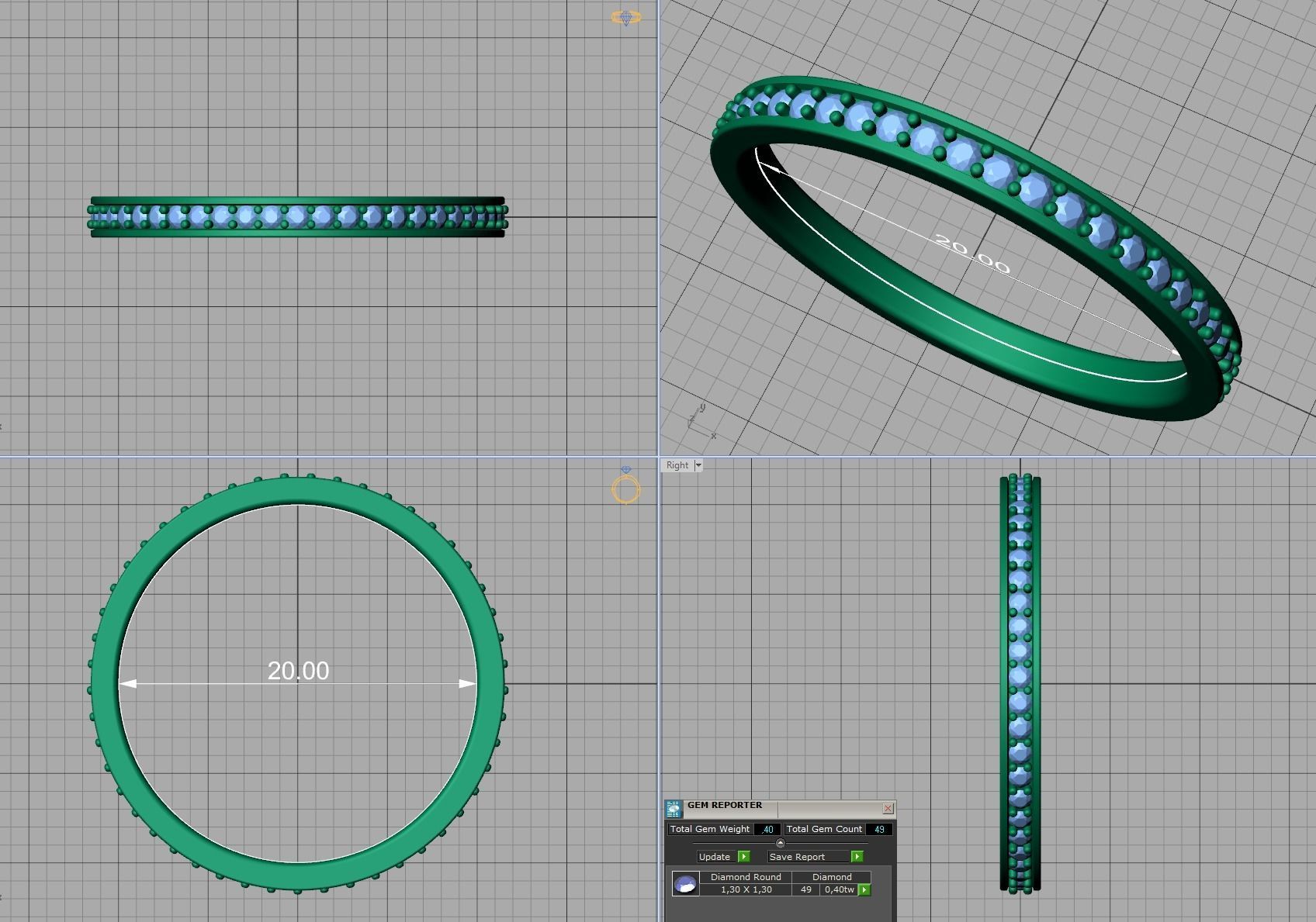 Eternity Diamond Wedding band 3d model version2 3D print model_21