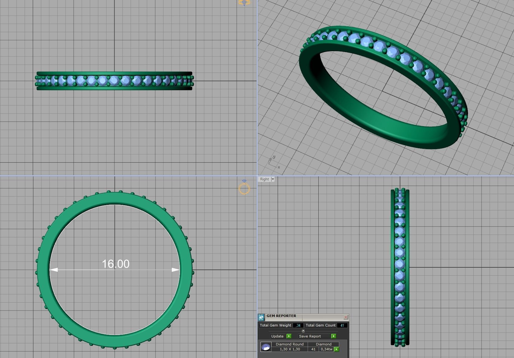 Eternity Diamond Wedding band 3d model version2 3D print model_15