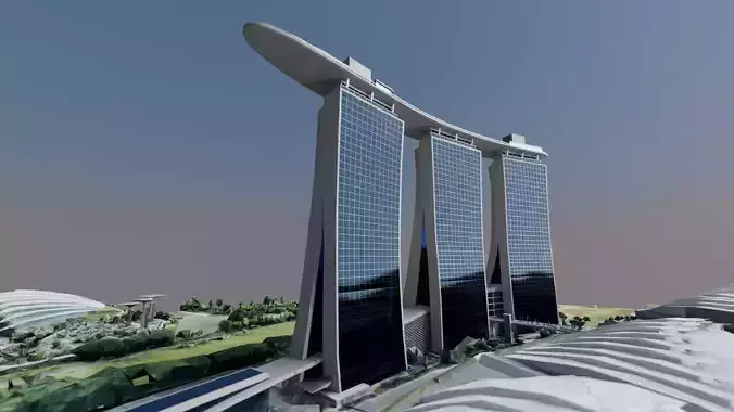 Singapore Marina bay Sands building Low-poly 3D model