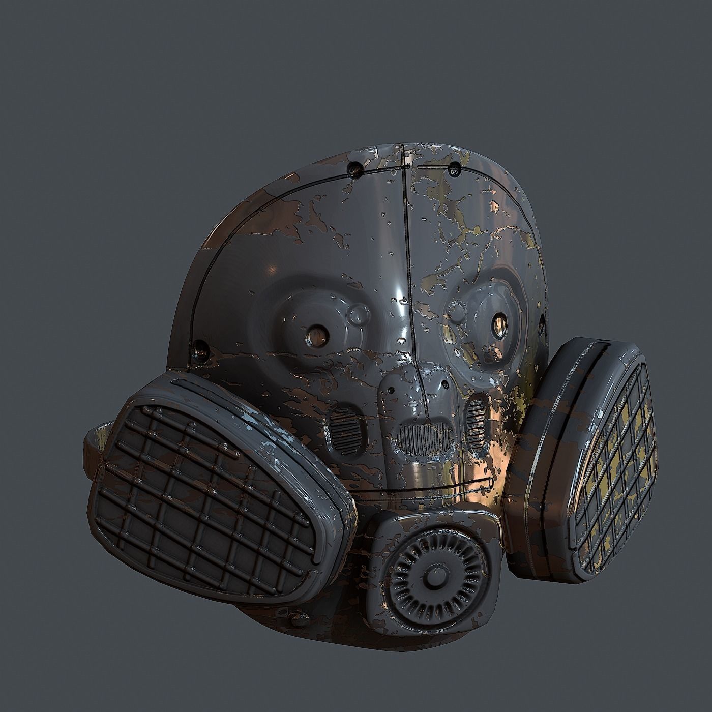 Gas mask helmet 3d model scifi Low-poly Low-poly Low-poly 3D model_4