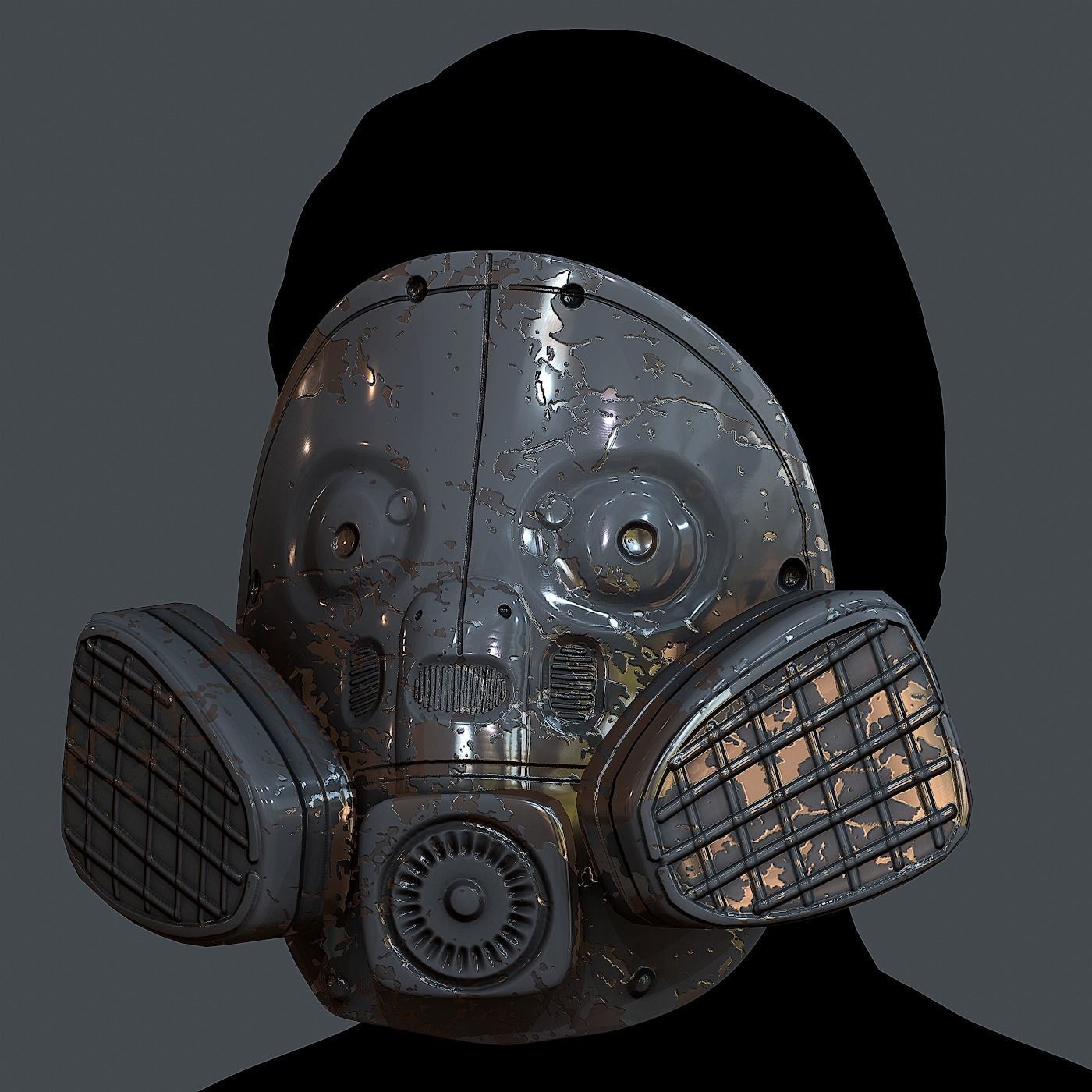 Gas mask helmet 3d model scifi Low-poly Low-poly Low-poly 3D model_2