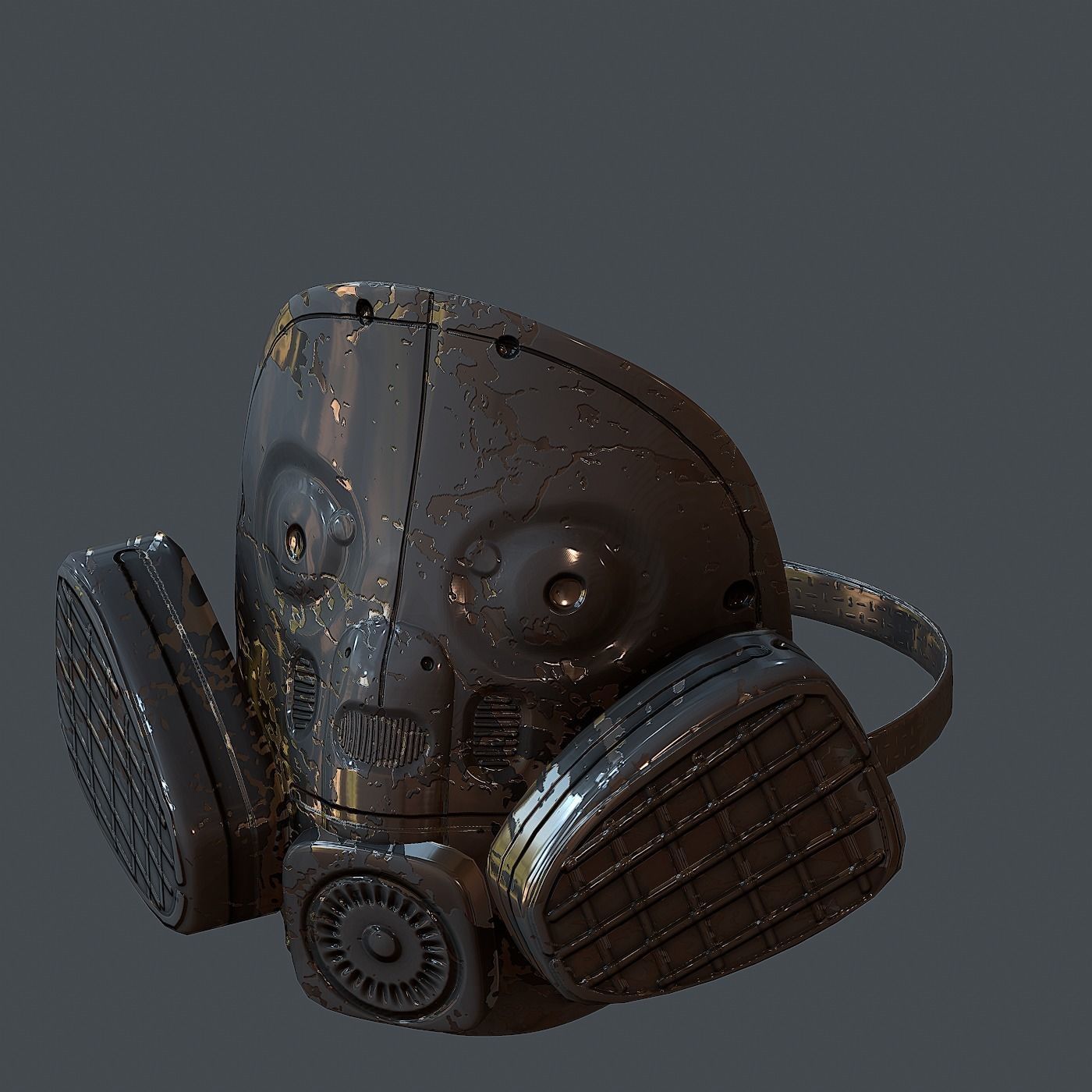 Gas mask helmet 3d model scifi Low-poly Low-poly Low-poly 3D model_6