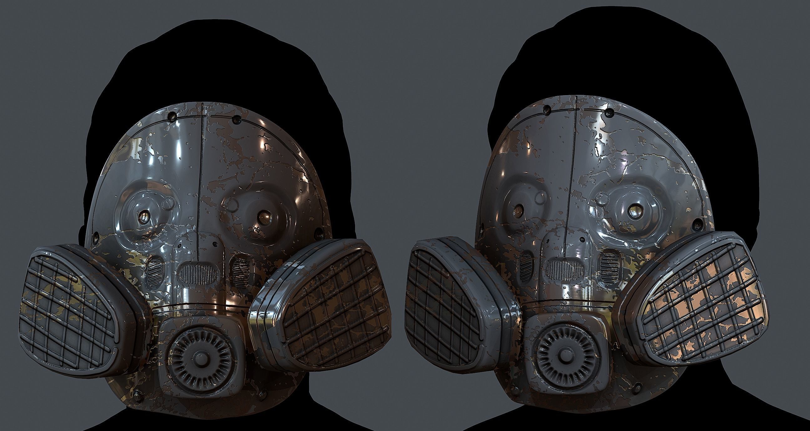 Gas mask helmet 3d model scifi Low-poly Low-poly Low-poly 3D model_1