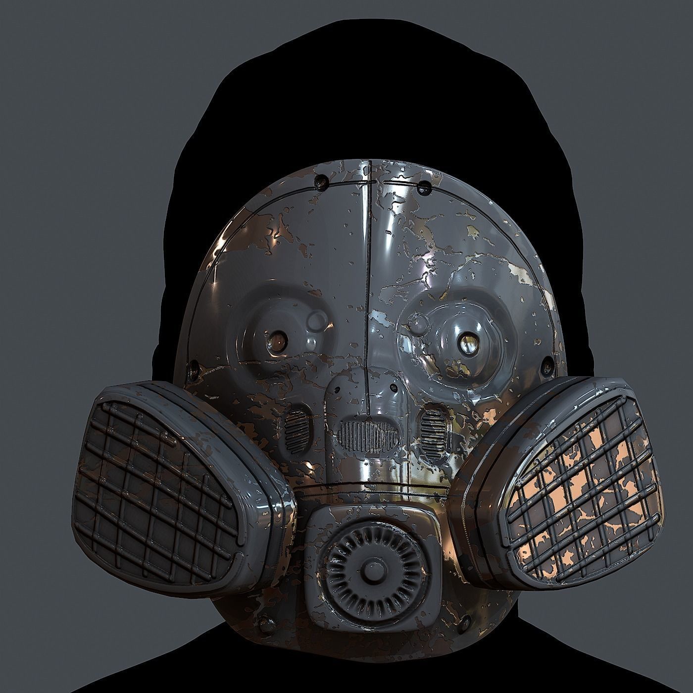 Gas mask helmet 3d model scifi Low-poly Low-poly Low-poly 3D model_3