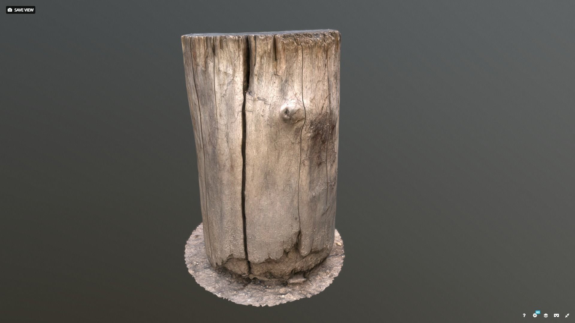 Wood chopping log Low-poly 3D model_1