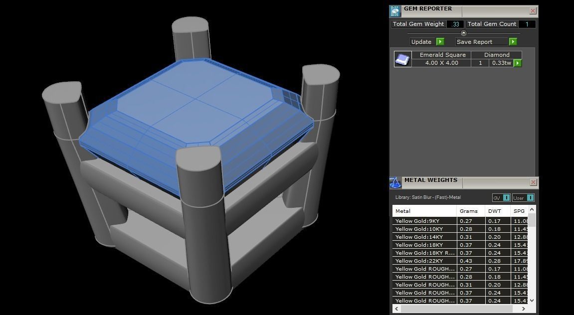 SQUARE EMERALD CUT 4 PRONG SOLITAIRE EARRING 4MM 3D print model_10