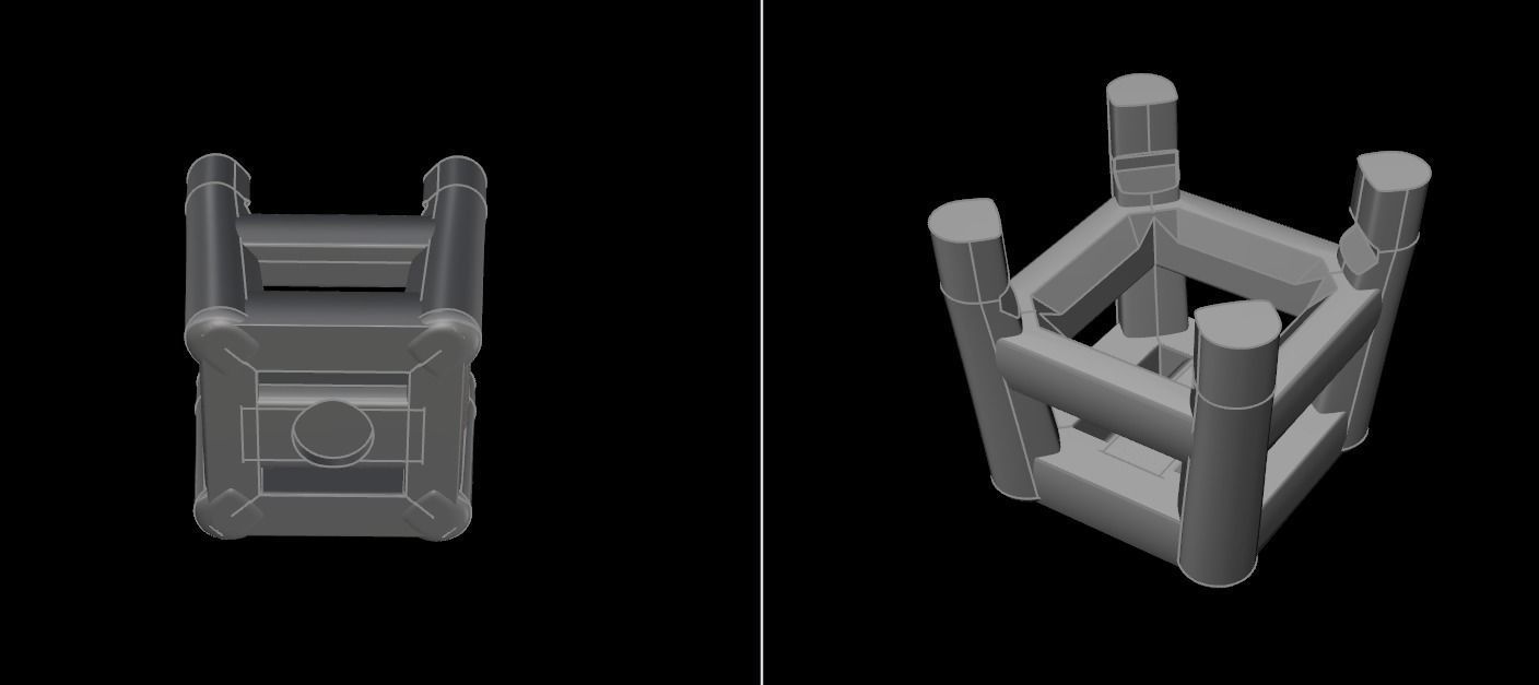 SQUARE EMERALD CUT 4 PRONG SOLITAIRE EARRING 4MM 3D print model_13