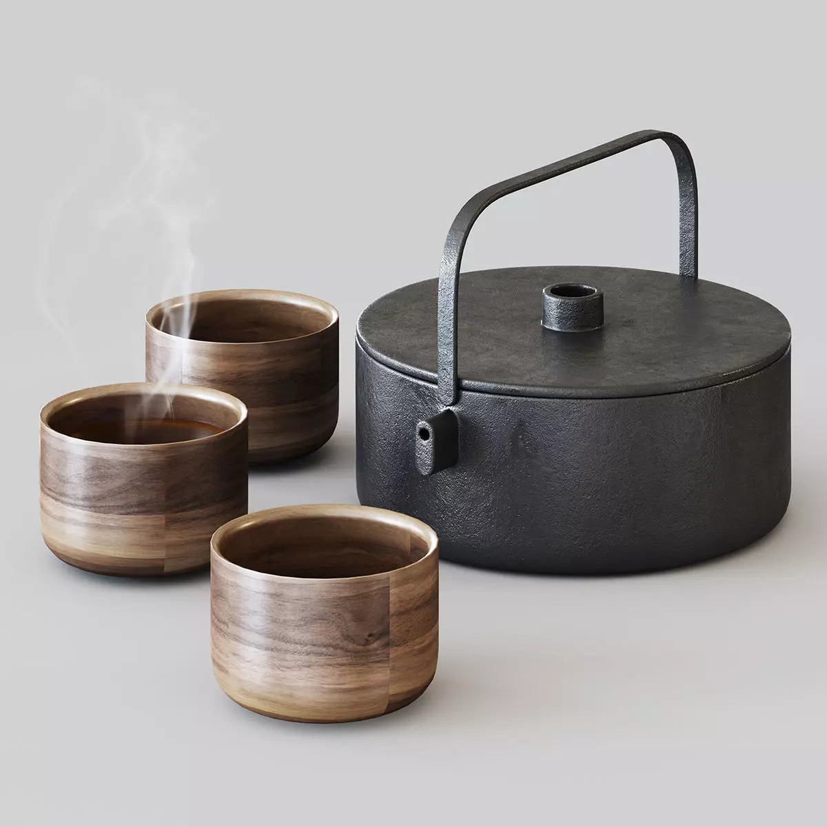 Tea set 1 pot and cup 3D model_0
