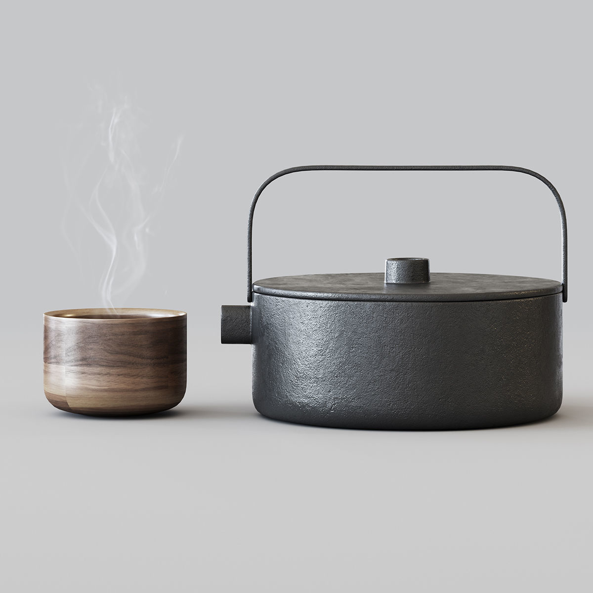 Tea set 1 pot and cup 3D model_1