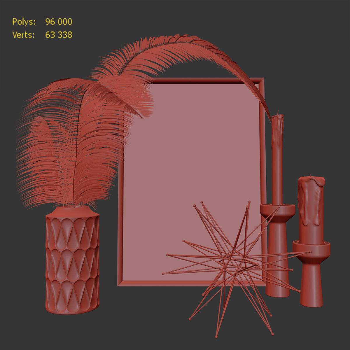 Decor set 9 candle 3D model_4