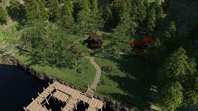 Village Scene 3D model 7