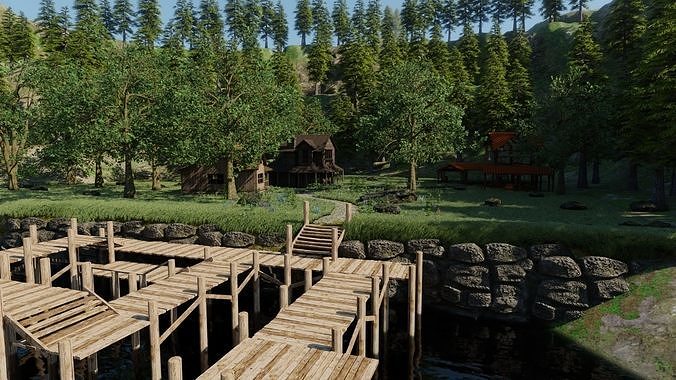 Village Scene 3D model 6