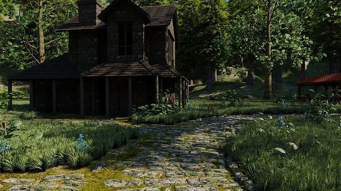 Village Scene 3D model 3