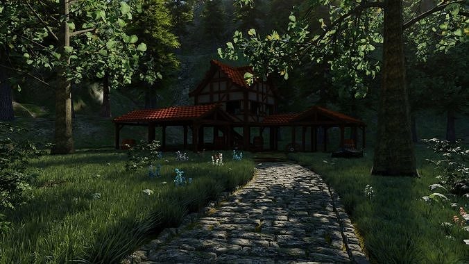 Village Scene 3D model 4