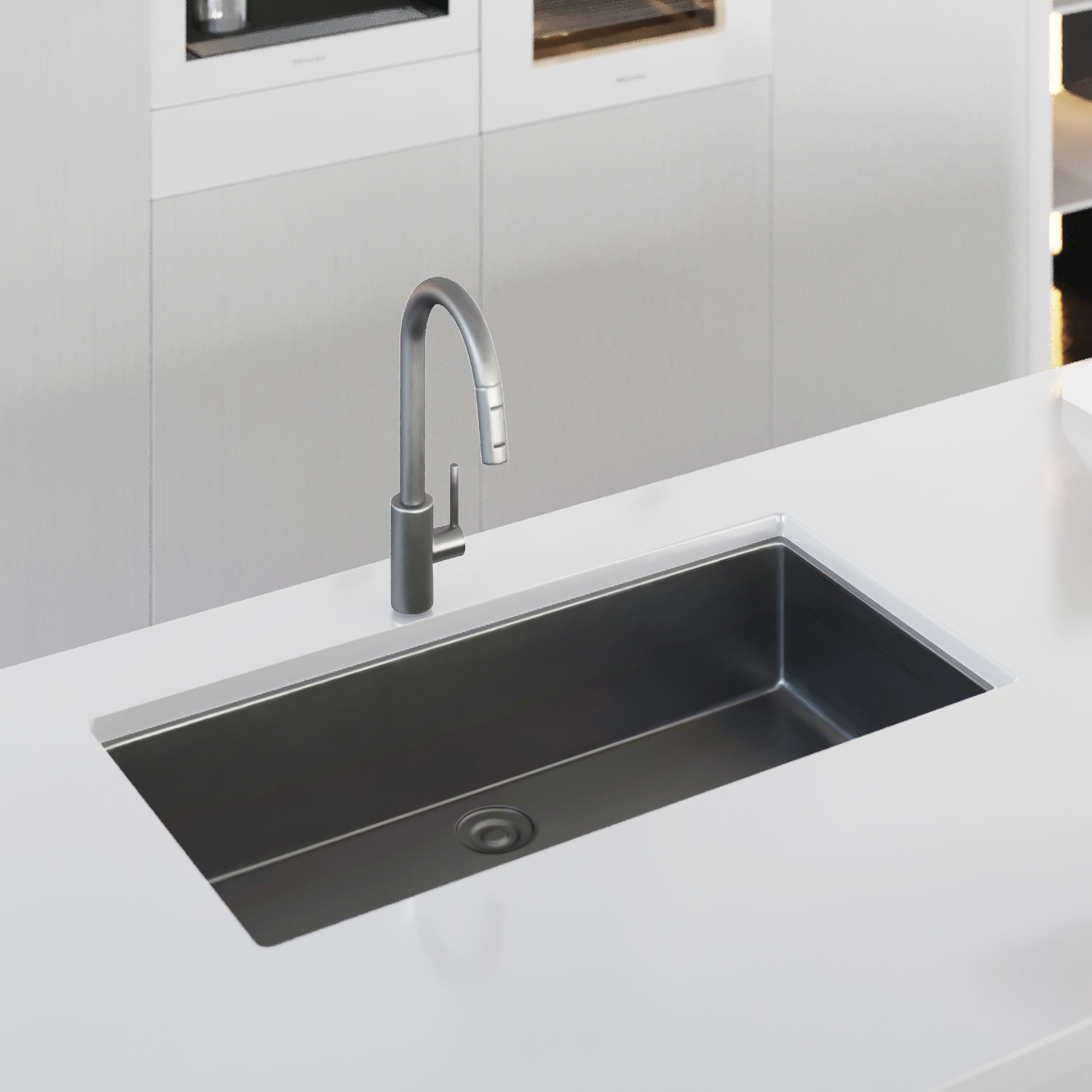 white modern kitchen  k001 3D model_5