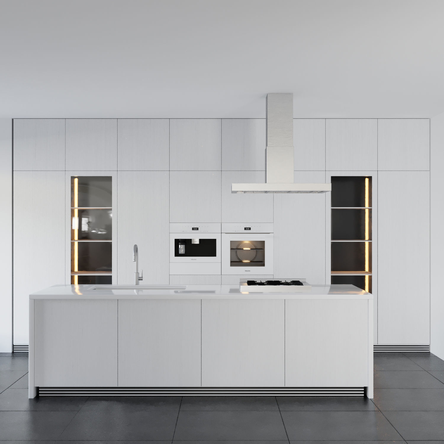 white modern kitchen  k001 3D model_1