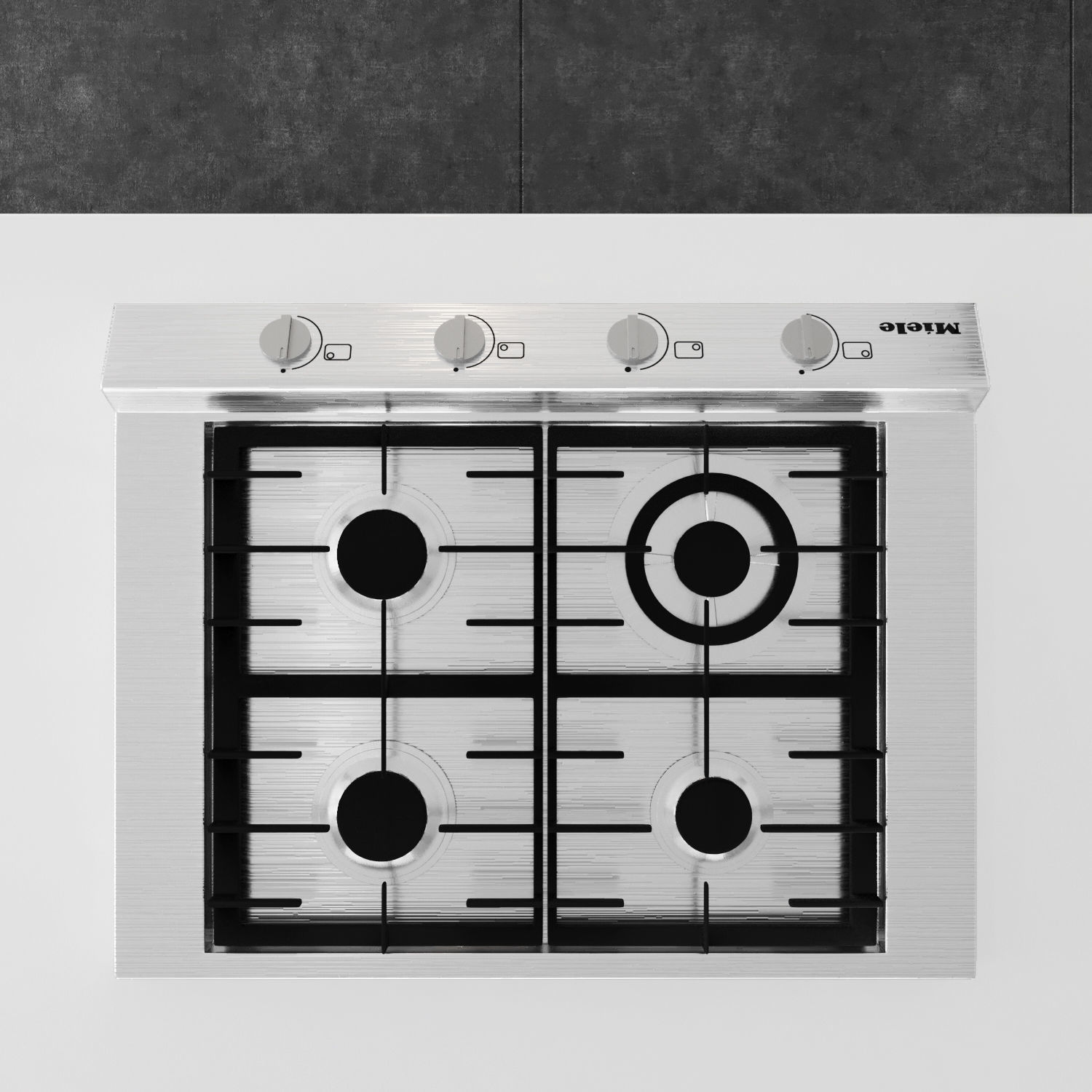 white modern kitchen  k001 3D model_6